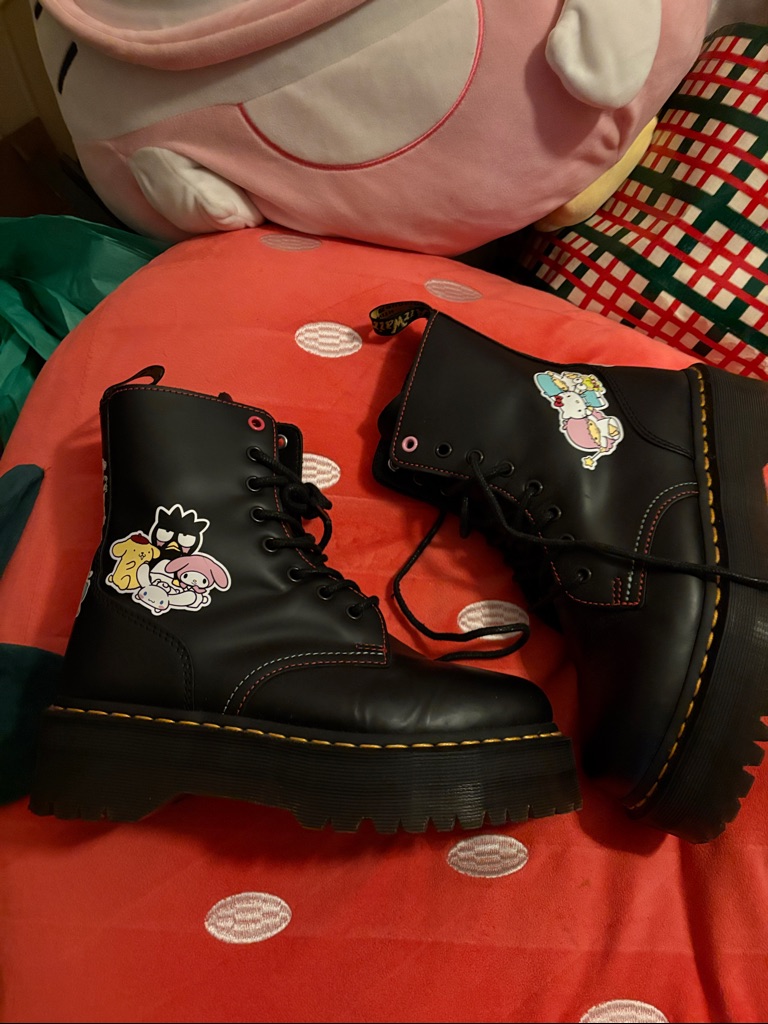 Dr. Martens Hello Kitty Black Jadon Platform Lace-Up Boots